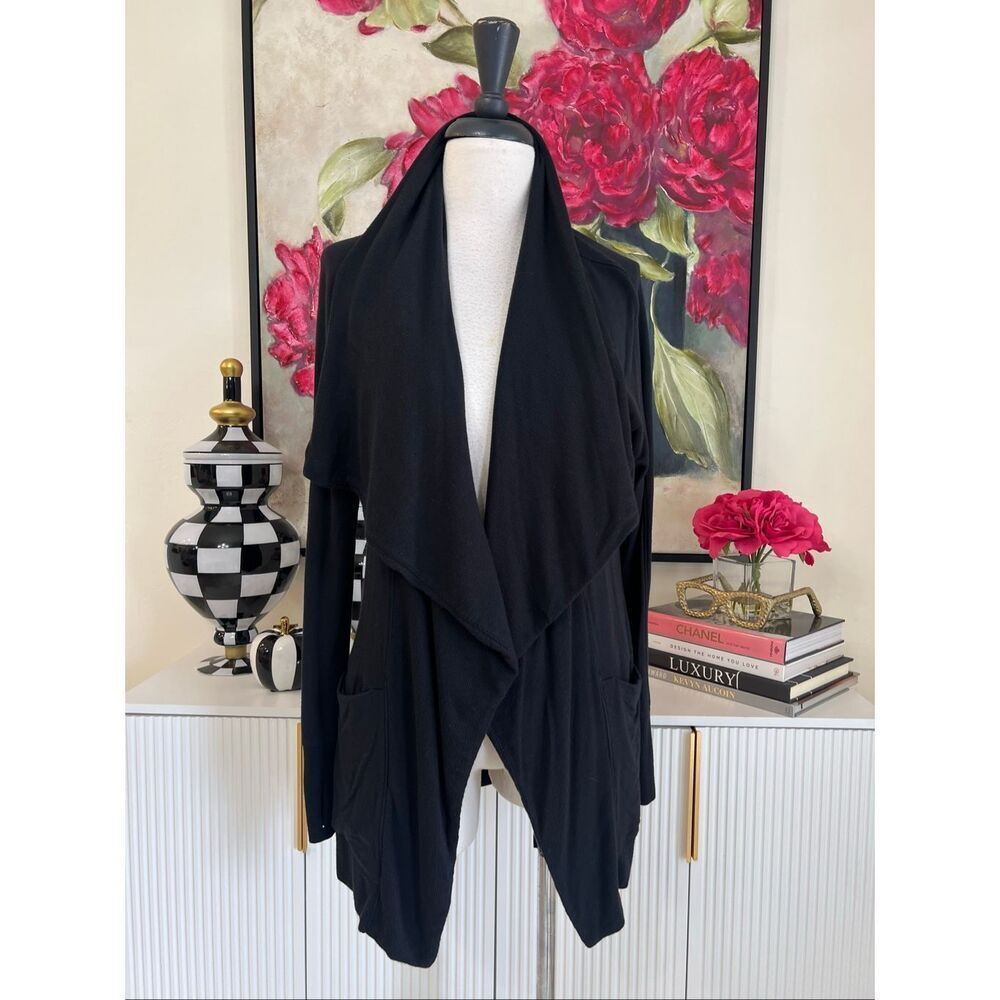 Athleta Women's Studio Waterfall Open Front Wrap Cardigan Black Size XS